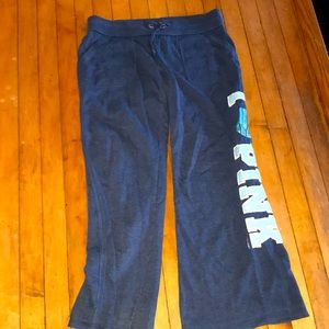 Pink Victoria’s Secret navy blue sweatpants “I ❤️ pink” size large